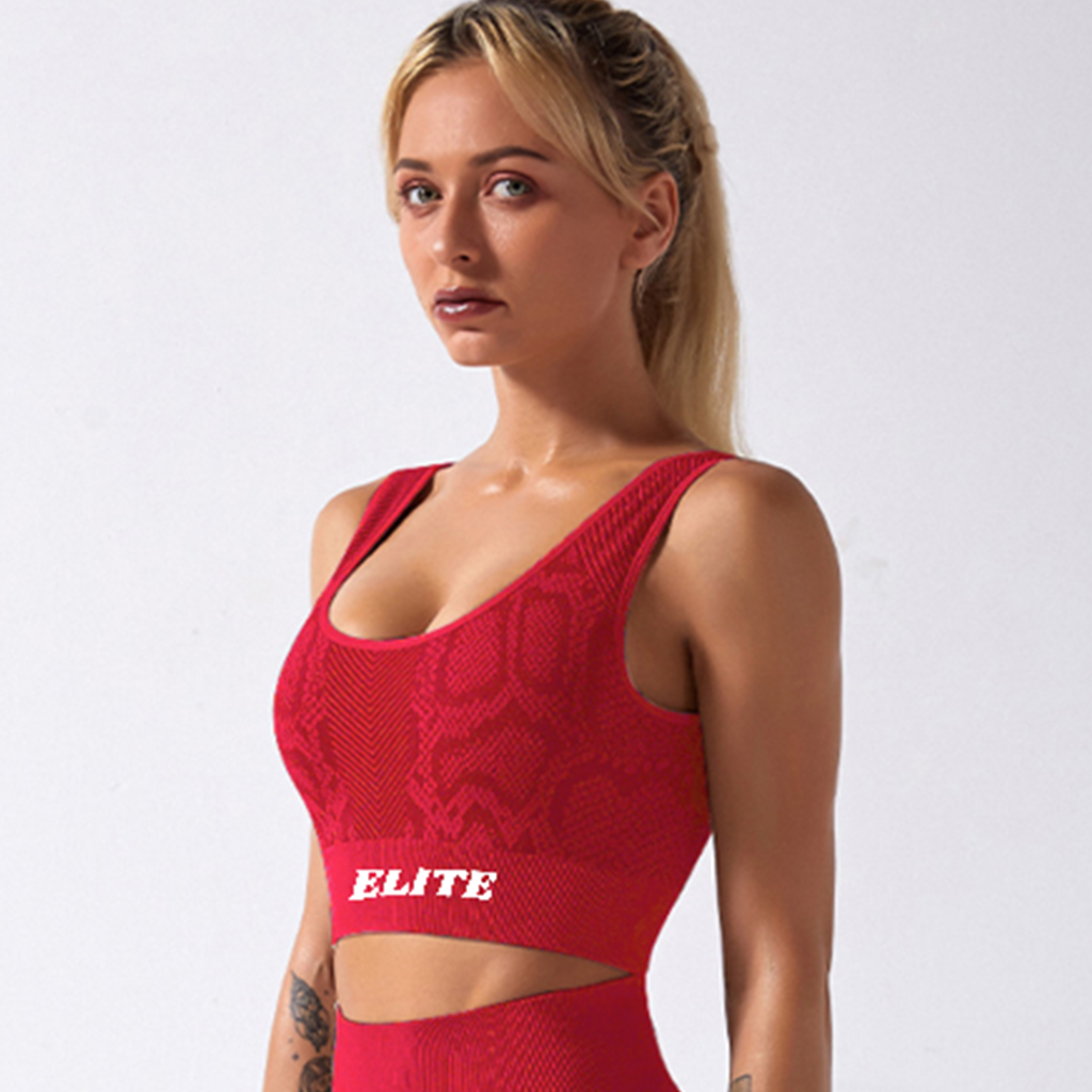 Printed  Sports Bra & Tights Co-Ord Fiery Red
